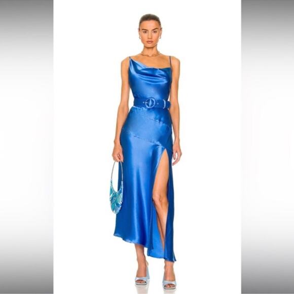 NWOT Nicholas Lark cowl neck satin sleeveless slip maxi cocktail gown dress 16